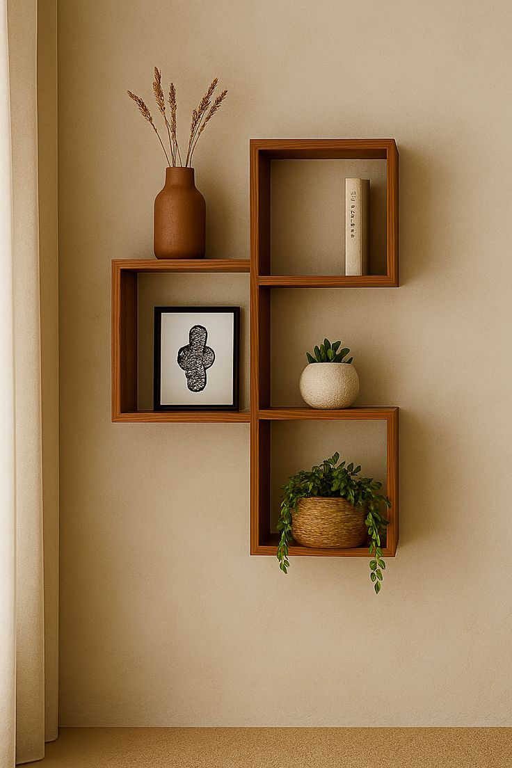 رف حائطي ديكوري عصري بتصميم هندسي